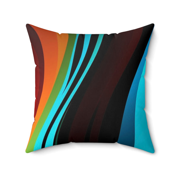 Striped Faux Suede Square Pillow